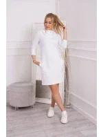 Šaty s kapucňou a vreckami biele Šaty s kapucňou a vreckami biele
