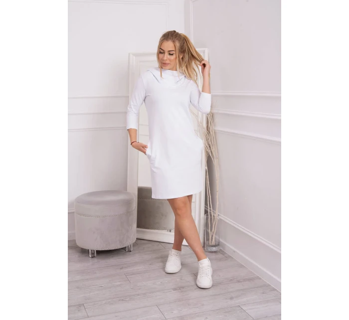 Šaty s kapucňou a vreckami biele Šaty s kapucňou a vreckami biele