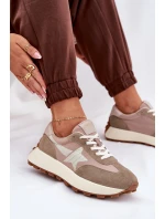 Dámské Sportovní Boty Z Semiše Na Platformě model 21686699 Béžové - VINCEZA