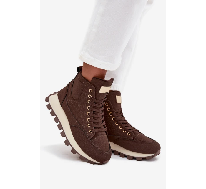 Ocieplane Trapery Damskie Na Platformie Brązowe Marivira Ocieplane Trapery Damskie Na Platformie Brązowe Marivira