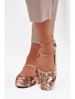 Baleríny Ozdobené Flitry Růžové Šampaňské Terlina Baleríny Ozdobené Flitry Růžové Šampaňské Terlina