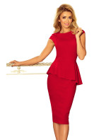 Elegantné červené midi šaty s volánikmi model 6267541