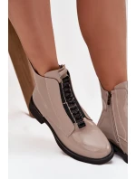 Lakované dámské kotníkové boty z pravé kůže D A model 21713796 108 béžové - D&A