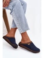 Dámské pantofle s výšivkou model 21725227 tmavě modré - Inblu