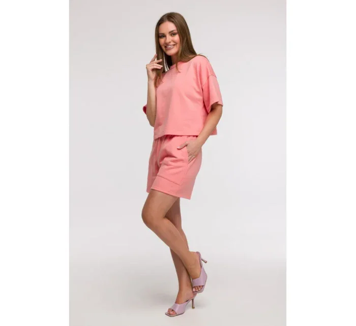 mikina s krátkým rukávem korálová model 21047210 - BeWear