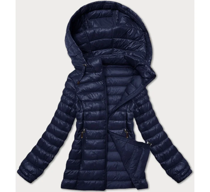 Tmavomodrá dámska prešívaná bunda s kapucňou J Style (16M9102-215)