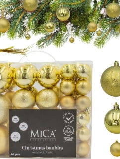 DEKORATÍVNE PLASTOVÉ OZDOBY BEZPEČNÉ 46KS ZLATÁ SĽUDA