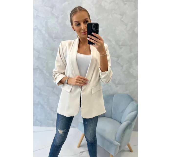 Sako s klopami elegantní světle béžové