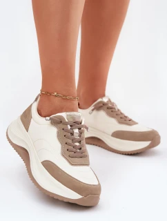 Zamszowe Sneakersy Damskie Na Platformie Big Star RR274A344 HI-POLY SYSTEM Beżowe