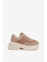Sneakersy Damskie Z Cyrkoniami I Futerkiem Typu Baranek Beżowe Zarika Sneakersy Damskie Z Cyrkoniami I Futerkiem Typu Baranek Beżowe Zarika