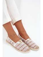 Dámske čipkované espadrilky so sieťovinou - biele