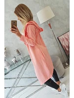 Dlhý kabát s kapucňou marhuľová