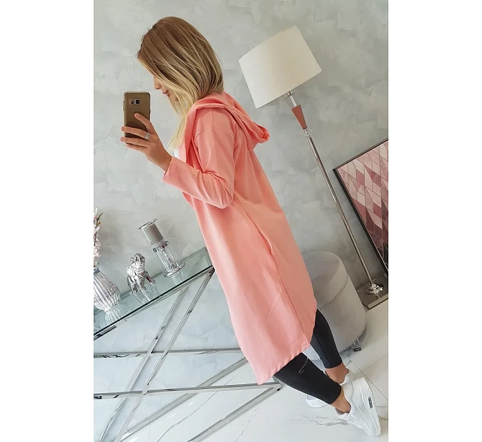 Dlhý kabát s kapucňou marhuľová