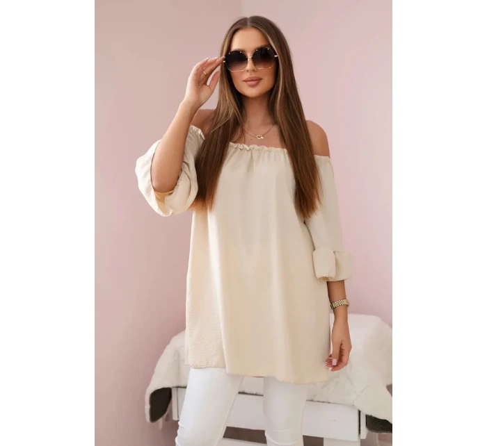 Španělská halenka s volánky na rukávu béžový