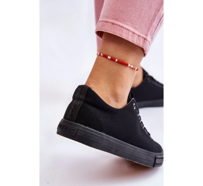 Damskie Wiązane Klasyczne Trampki Czarne Eleya