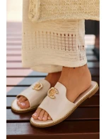 Eleganckie Klapki Damskie Błyszczące Z Ozdobą S.Barski KV27-050 Złote