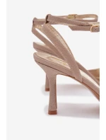 Dámské sandály na jehlovém podpatku třpytivé zlaté Brisora Dámské sandály na jehlovém podpatku třpytivé zlaté Brisora