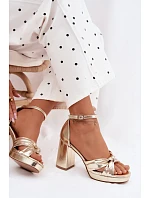 Dámské sandály na podpatku z umělé kůže zlaté Rosetta