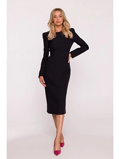 Dámské šaty s ozdobnými rameny model 22290568 černé - STYLOVE