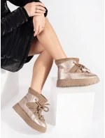 Moderné dámske snežnice hnedá platforma Moderné dámske snežnice hnedá platforma