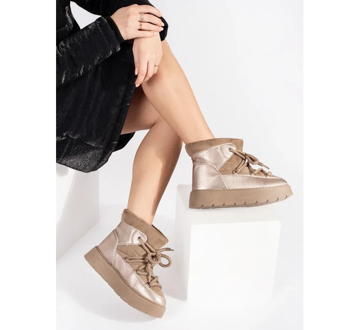 Moderné dámske snežnice hnedá platforma Moderné dámske snežnice hnedá platforma