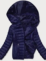 Dámska prešívaná bunda s kapucňou v tmavomodrej farbe (B0123-3)