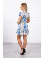 Kvetinové šaty s výstrihom do V modrej