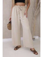 Kalhoty s širokým pasem beżowy Kalhoty s širokým pasem beżowy