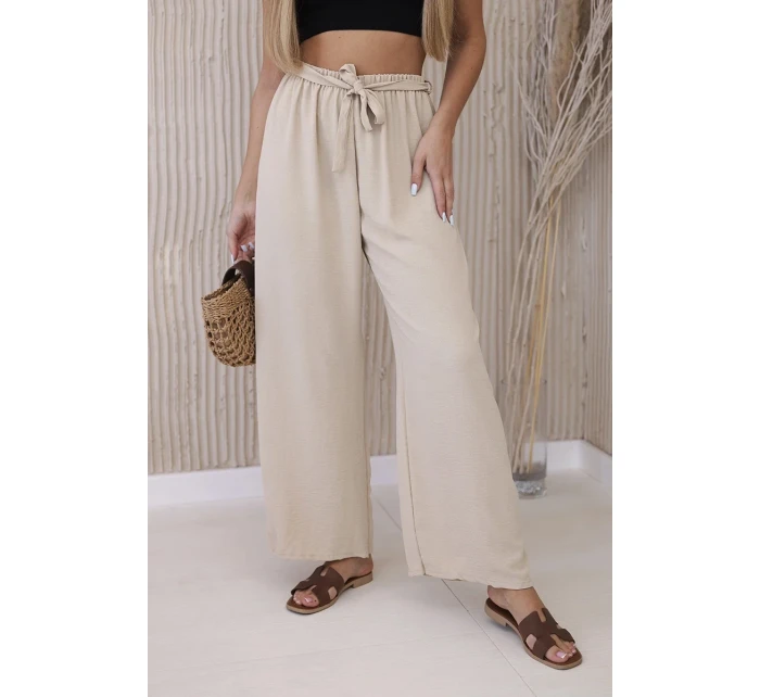 Kalhoty s širokým pasem beżowy Kalhoty s širokým pasem beżowy