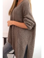 Dámský asymetrický vlněný svetr Plus Size s V výstřihem fango Dámský asymetrický vlněný svetr Plus Size s V výstřihem fango