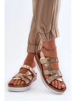 model 21661420 Dámské Kožené Sandály Na Platformě Zlaté - Zazoo