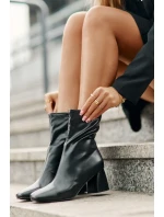 Gładkie Botki Damskie Na Słupku Z Eko Skóry Czarne Izariel Gładkie Botki Damskie Na Słupku Z Eko Skóry Czarne Izariel