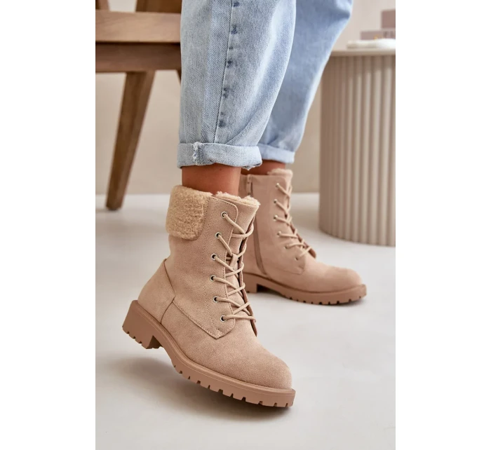 Dámske zateplené členkové topánky Workery Zippered Beige Mivael Dámske zateplené členkové topánky Workery Zippered Beige Mivael
