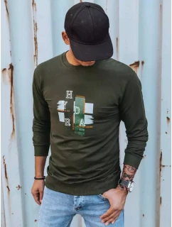 Pánska khaki mikina s potlačou FashionStreet BX5351