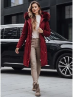 Dámská zimní bunda parka s kožešinou vínová Dstreet model 21991651 - FashionStreet