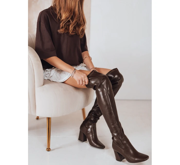 Dámské kozačky nad kolena hnědé model 21993961 - Dstreet Dámské kozačky nad kolena hnědé model 21993961 - Dstreet
