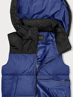 Dámska krátka vesta s kapucňou j.style dark blue-black (16M9112-184)
