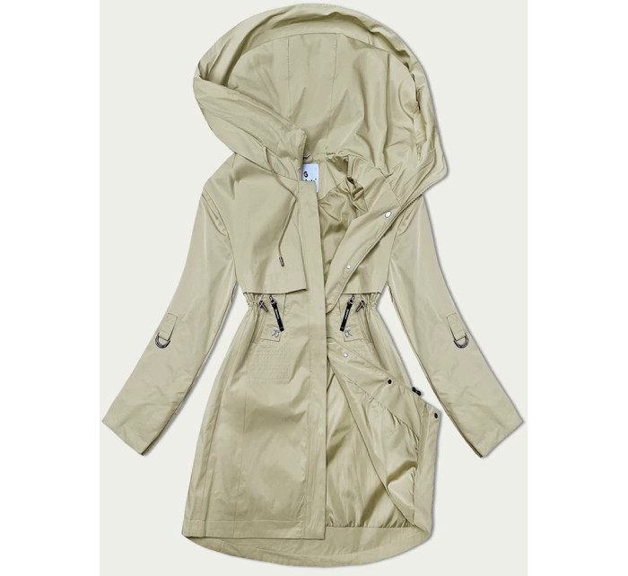 Béžový dámsky kabát s kapucňou Glakate (LU98022#)