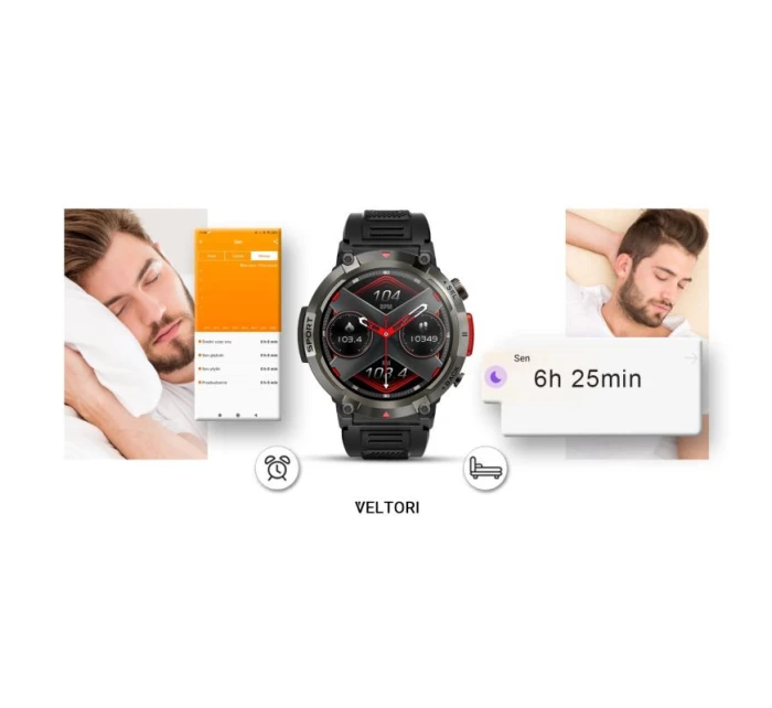 VELTORI VT140-1 Smartwatch Čierny silikónový remienok VELTORI VT140-1 Smartwatch Čierny silikónový remienok