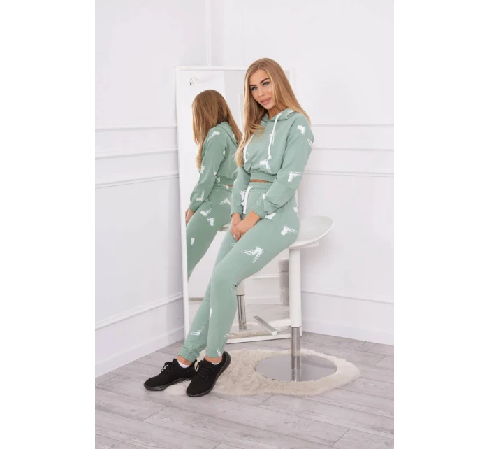 Sada s potlačou pištole tmavo mätová