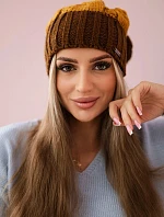 Fleecová čiapka Paris K212 horčicová+hnedá