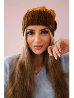 Fleecová čiapka Paris K212 horčicová+hnedá