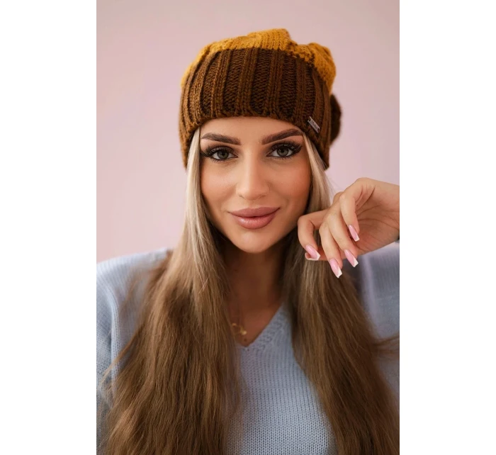 Fleecová čiapka Paris K212 horčicová+hnedá