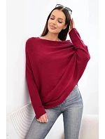Dámský viskózový svetr model 22286879 typu asymetrický bordó barva - K-Fashion Dámský viskózový svetr model 22286879 typu asymetrický bordó barva - K-Fashion