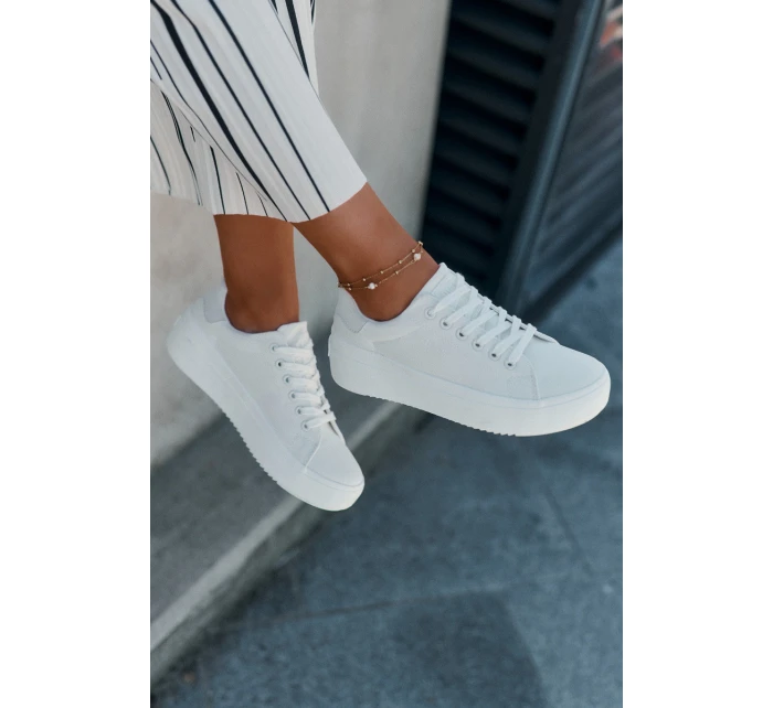 Materiałowe Trampki Damskie Na Platformie Big Star RR274463 Białe