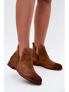 Kožené semišové kotníkové boty model 22366571 světle hnědé - VINCEZA