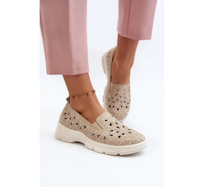 Béžové dámske ažurové topánky Emilei