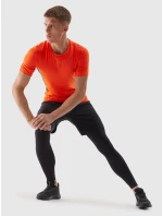 Pánske športové tričko slim z recyklovaných materiálov 4F - oranžové Pánske športové tričko slim z recyklovaných materiálov 4F - oranžové