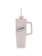 FRIDAY - svetloružový cestovný hrnček s priehľadným viečkom 900 ml