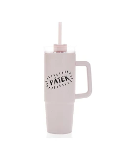 FRIDAY - svetloružový cestovný hrnček s priehľadným viečkom 900 ml